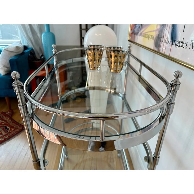 Hollywood Regency Style Chrome 3-Tiered Oval Trolley For Sale In San Francisco - Image 6 of 6