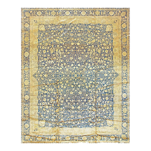 Traditional and Classic Floral Navy Background Color Antique Indian Lahore Rug
