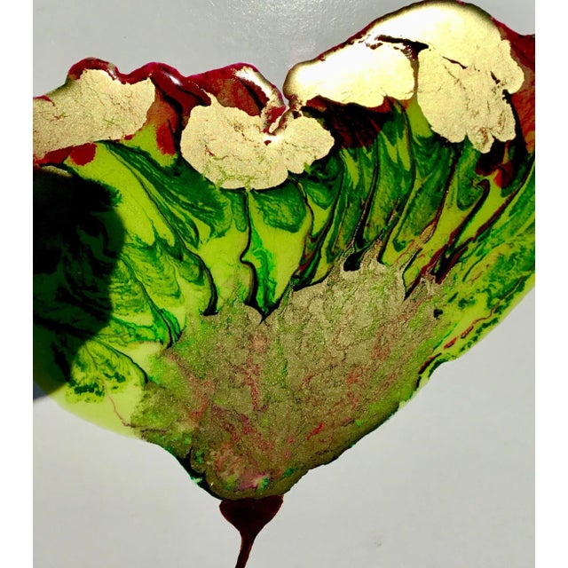 Original Poured Resin botanical art. Alcohol ink coloring. If you shine light on this picture it really pops.