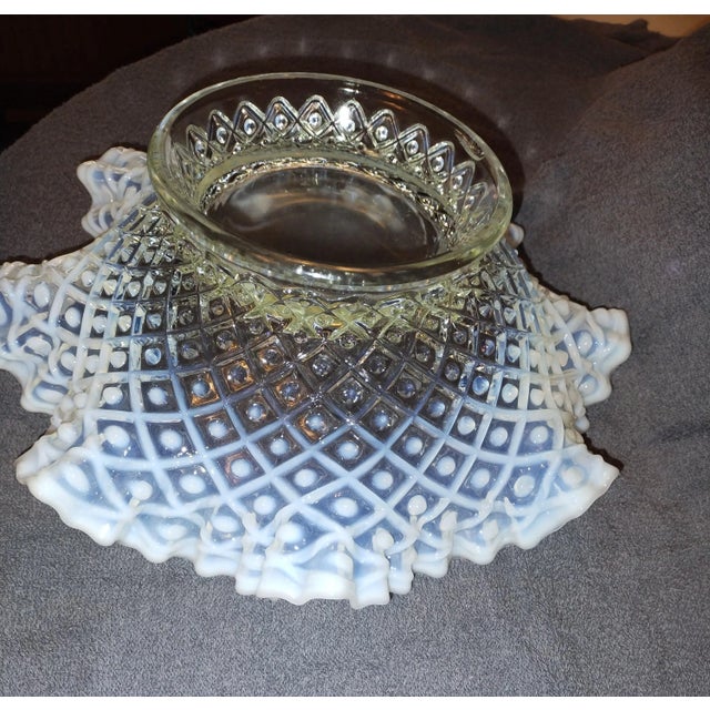 Fenton Art Glass Company Large Fenton Opalescent Hobnail Ruffled Edged Bow Early 20th Century L For Sale - Image 4 of 12