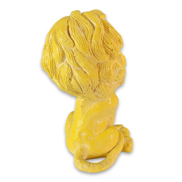 Vintage Large Yellow Male Lion Chalkware Figurine 1970's Cute! For Sale - Image 4 of 13