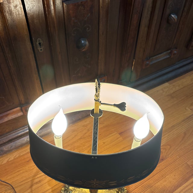 Metal Bronze Bouillotte Lamp With Adjustable Tole Shade For Sale - Image 7 of 12