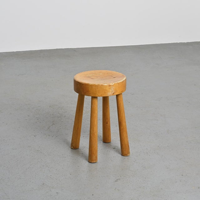 Charlotte Perriand Stool attributed to Charlotte Perriand for Les Arcs, 1970s For Sale - Image 4 of 11