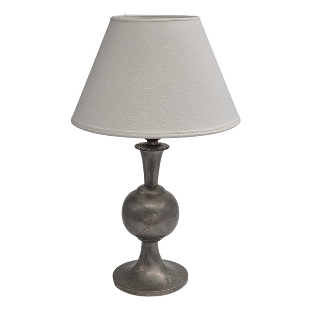 Vintage Table Lamp in Pewter with Decor by Celestine Andersson, 1930 For Sale