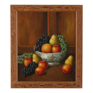 Wood Framed Oil / Canvas Still Life Painting . For Sale