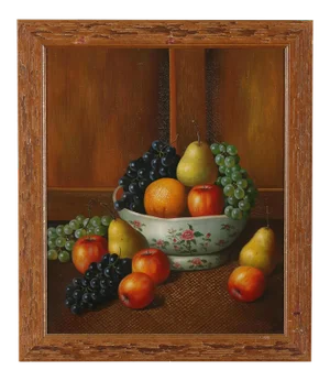Wood Framed Oil / Canvas Still Life Painting .