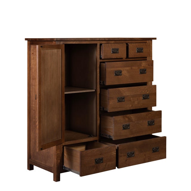 Mission Mission Style Solid Oak Chest of Drawers - Walnut (Aw) For Sale - Image 3 of 11