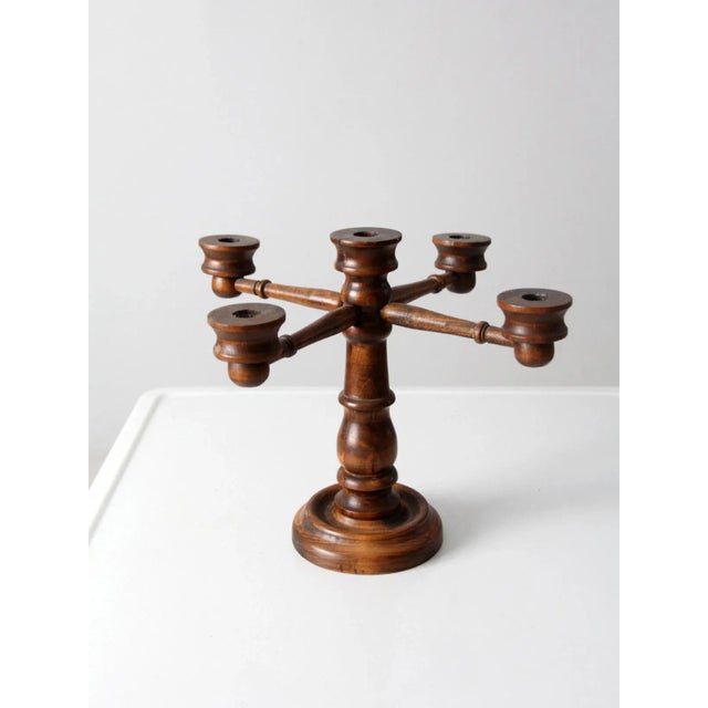 Wood Vintage Wooden Candelabra For Sale - Image 7 of 9