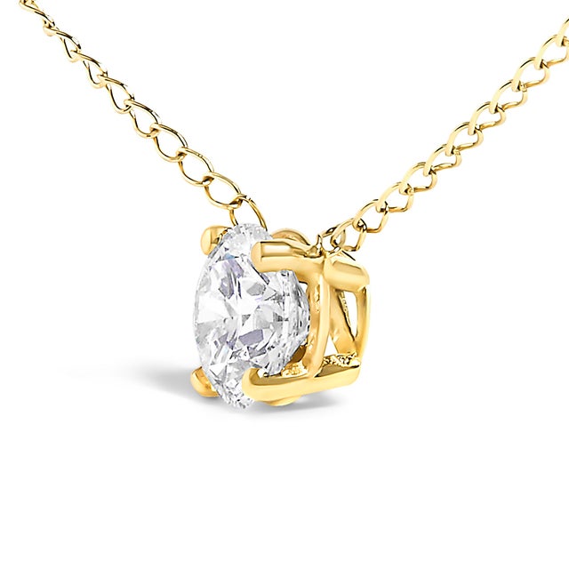 Contemporary 14K Yellow Gold Floating 1/2 Cttw Lab Grown Diamond Solitaire Pendant Necklace - 18" Inches For Sale - Image 3 of 5