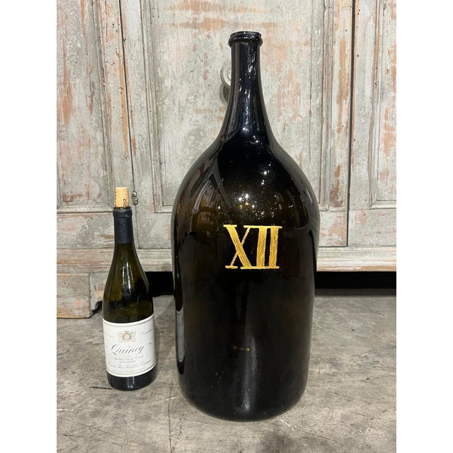 Brown Large Antique French Hand Blown and Painted Wine Bottle, Normandy, Circa 1880s For Sale - Image 8 of 8