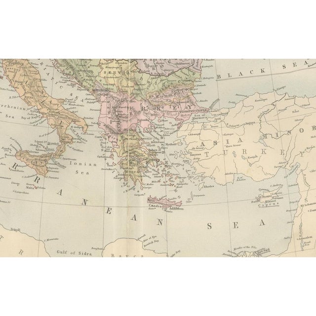 Antique Europe Map with Political Boundaries, 1884 For Sale - Image 4 of 10