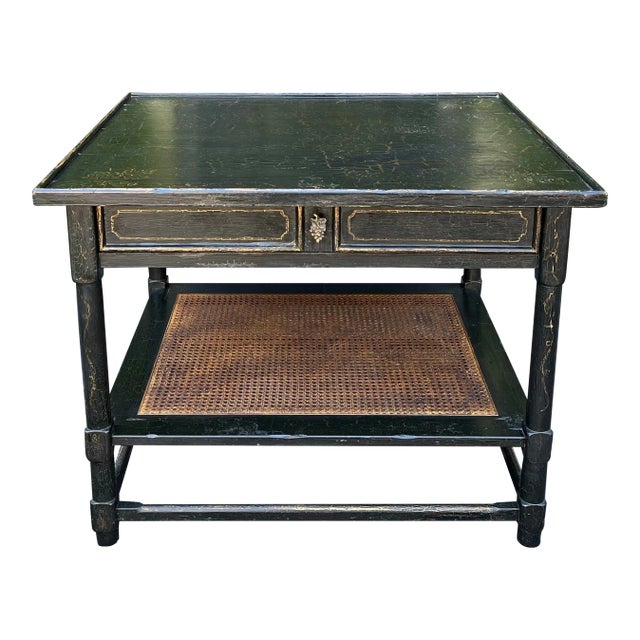 19th C Style Charles Pollock Black & Gold Chinoiserie Side Table For Sale
