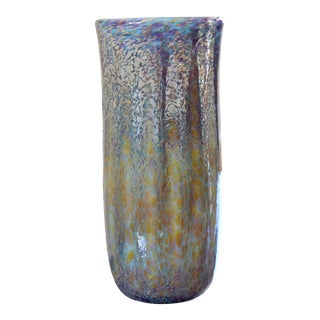 1980s Joel Bloomberg Iridescent Art Glass Vase For Sale