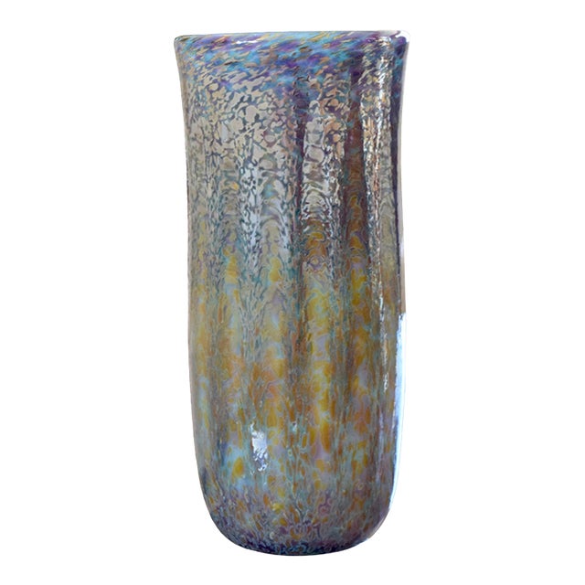 1980s Joel Bloomberg Iridescent Art Glass Vase For Sale