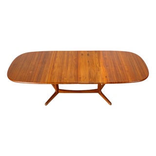 1990s Danish Modern Solid Teak Expandable 102" Dining Table W/ Two Leafs For Sale