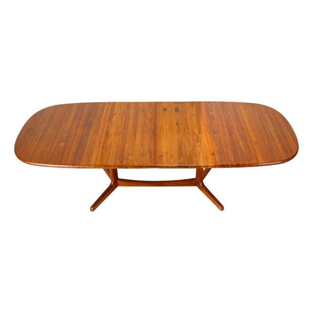 1990s Danish Modern Solid Teak Expandable 102" Dining Table W/ Two Leafs For Sale