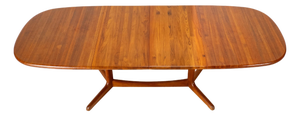 1990s Danish Modern Solid Teak Expandable 102" Dining Table W/ Two Leafs