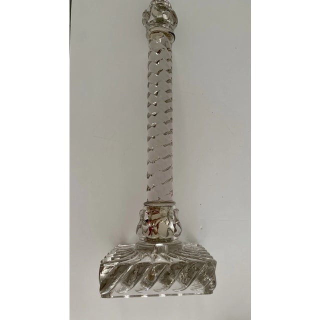 1920's Tall French Classic Crystal Columnar Swirl Pattern Table Lamps by Baccarat a - Pair For Sale - Image 16 of 17