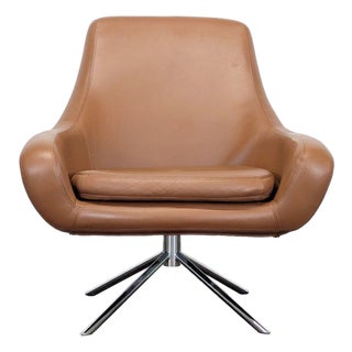 Design Within Reach Noomi Modern Brown Leather Lounge Chair For Sale