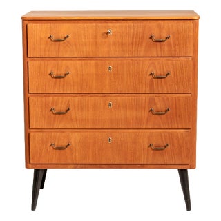 Scandinavian Teak Chest of Drawers with Black Legs, 1950s For Sale