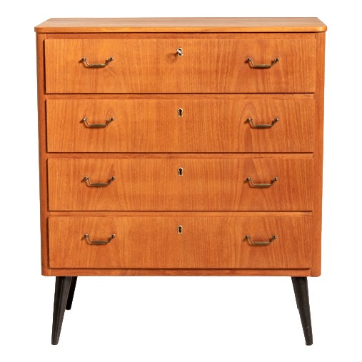 Scandinavian Teak Chest of Drawers with Black Legs, 1950s For Sale