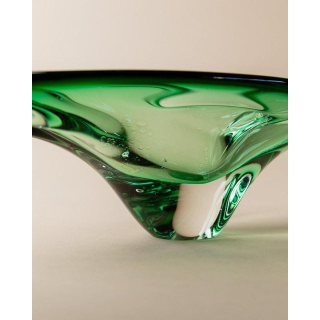 Vintage Organic-Shaped Green Murano Glass Bowl, Italy, 1970s For Sale - Image 5 of 13