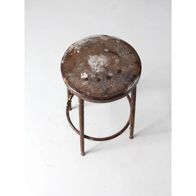 Metal Vintage Industrial Metal Stool For Sale - Image 7 of 10