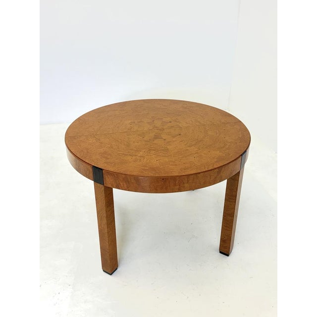 Vintage Burl Wood Round Dining Table by Grange, 1980s For Sale - Image 9 of 13
