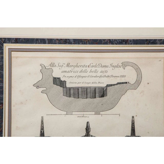 Mid 19th Century Framed Antique Etching of Ship by Piranesi For Sale - Image 4 of 8