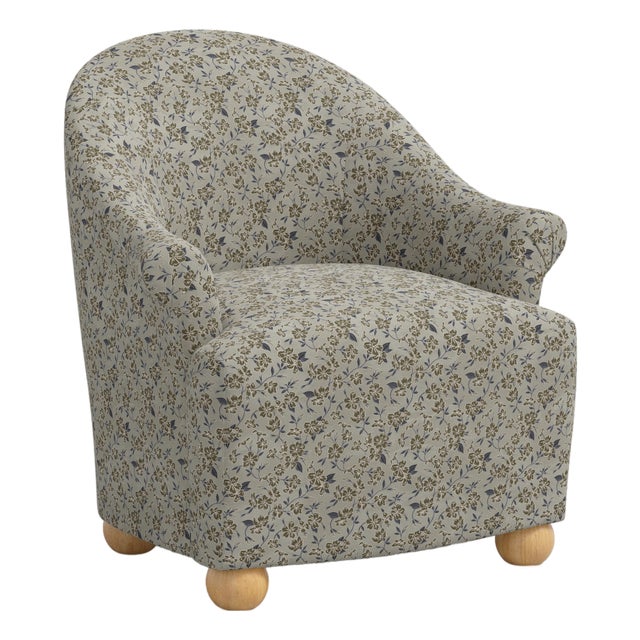 Stoffer Home x Cloth & Company Marie Bun Foot Chair in Dogwood Floral Flint For Sale
