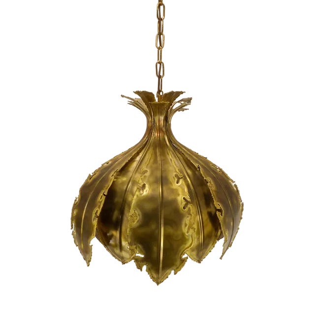 Brutalist Brass Suspension Light by Svend Aage Holm Sørensen, 1960s For Sale
