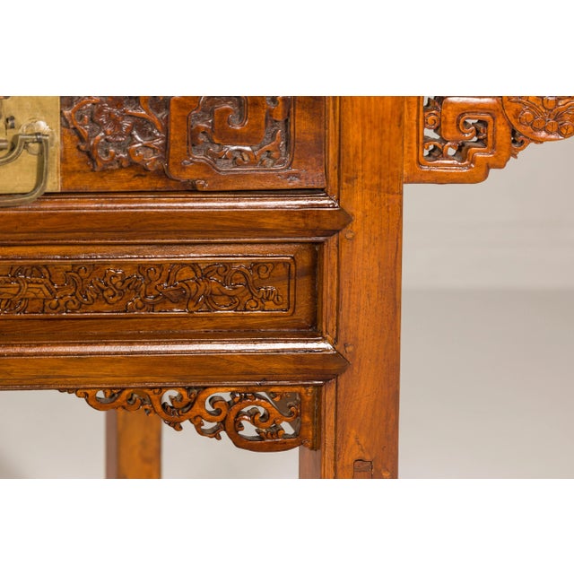 Mid 20th Century Carved Console Table with Two Drawers, Scrolling Clouds & Flowers For Sale - Image 10 of 12