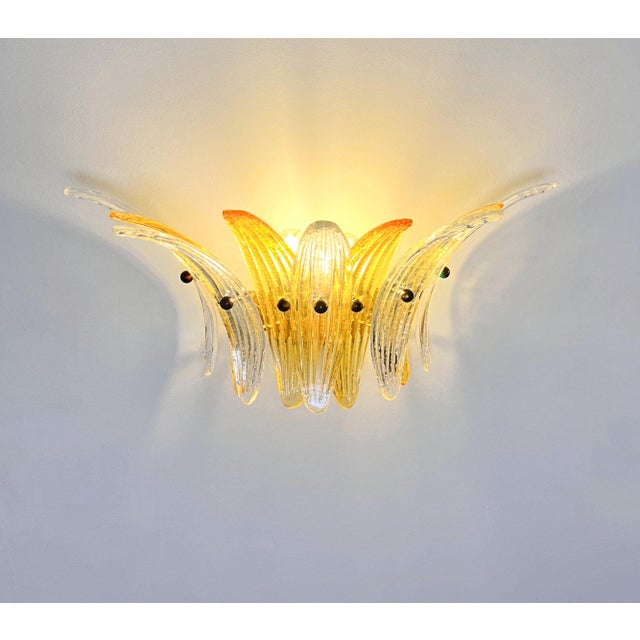 Vintage Palmette Wall Light in Clear and Amber Glasses, 1990, Set of 2 For Sale - Image 9 of 17