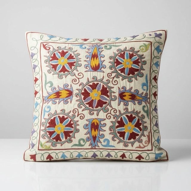 New Hand-Embroidered 100% Silk Cushion Cover – Authentic Uzbek Textile Art Elevate your home décor with this exquisite...