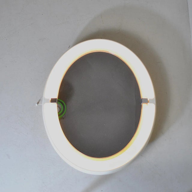 Ivory Vintage Space Age Backlit Mirror from Allibert, 1970s For Sale - Image 8 of 11