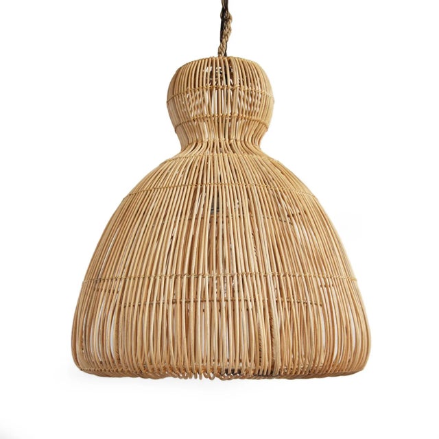 Wood Contemporary Rattan Mushroom Pendant Light Small For Sale - Image 7 of 7