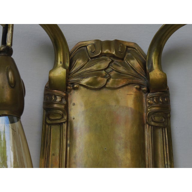 Gold Antique Art Nouveau Brass Wall Lights, Set of 2 For Sale - Image 8 of 18