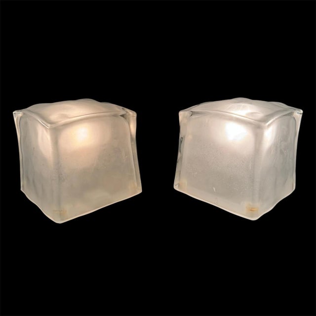 Glass Frosted Glass Iviken Ice Cube Table Lamps from Ikea, 1990s, Set of 2 For Sale - Image 7 of 7