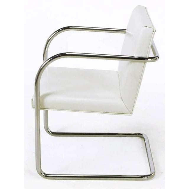 Thonet Four Thonet White and Chrome Cantilever Dining Chairs For Sale - Image 4 of 10