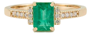 VRJewels 14k Gold 1.09ct Emerald Engagement Ring With Diamonds for Her Size 5.5
