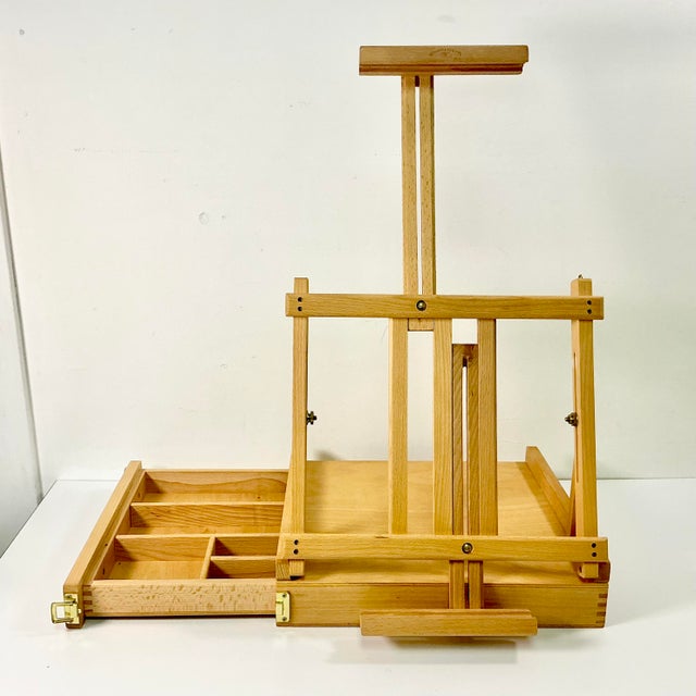 1970s Boho Chic English Painter’s Tabletop 34” Easel Portable Briefcase For Sale - Image 9 of 12