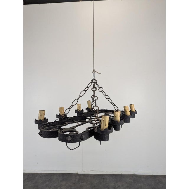 Renaissance Wrought Iron Chandelier, in Very Good conditions. Up to 250V (Europe/UK Standard).The wiring of this item may...