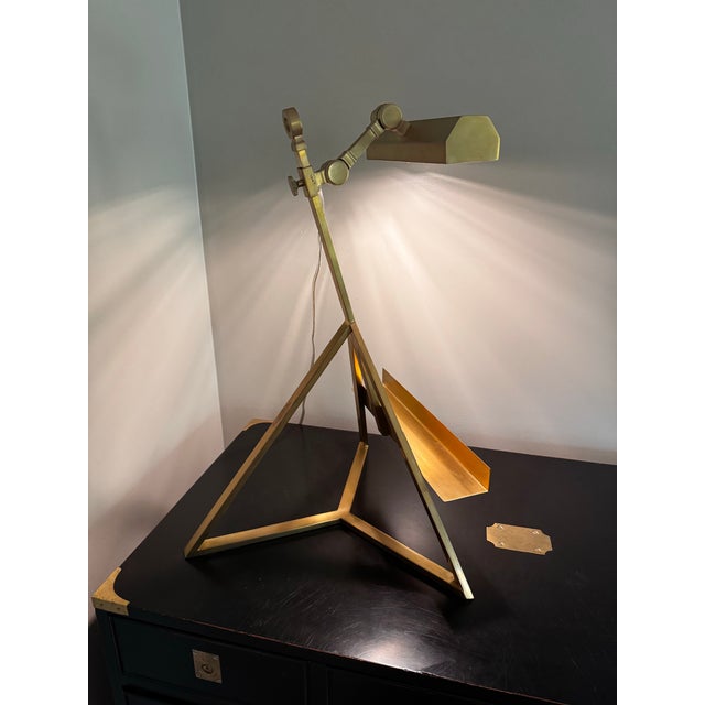 2020s Vintage Mid-Century Modern Adjustable Brass Display Lamp For Sale - Image 5 of 12