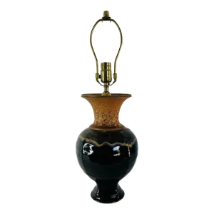 Allan Ditton Studio Art Pottery Drip Glaze Brown Table Lamp