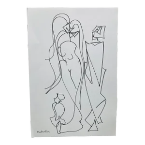 Ink Drawing Original by Erik Sulander Avant Garde Composition, Signed.