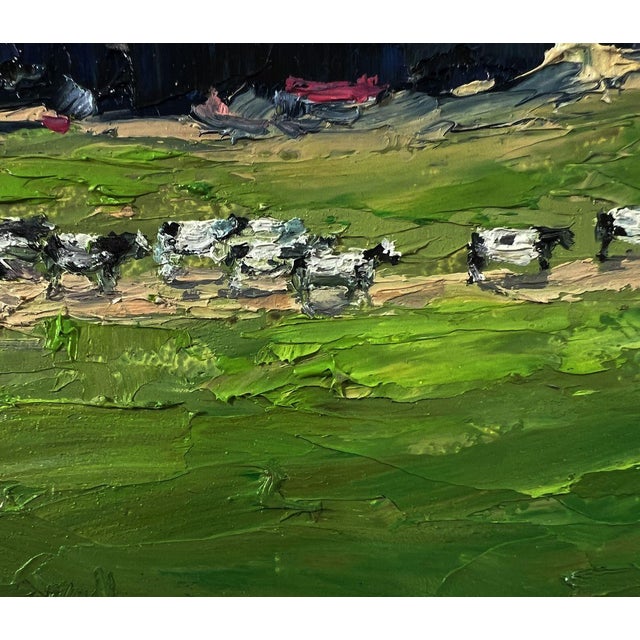 Green Oil Painting Evening Field Boris Serdyuk For Sale - Image 8 of 10