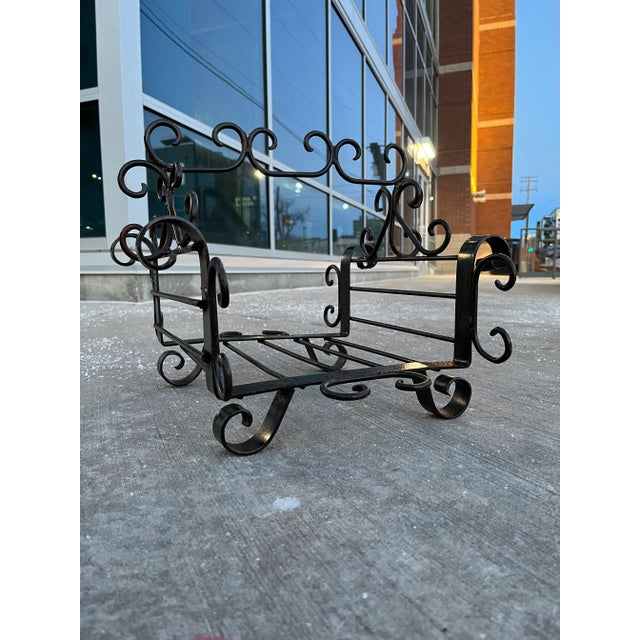 Antique French Wrought Iron Firewood Holder For Sale In Denver - Image 6 of 13