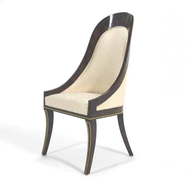 Mastercraft Amboyna & Brass Spoonback Dining Chairs For Sale In Chicago - Image 6 of 12