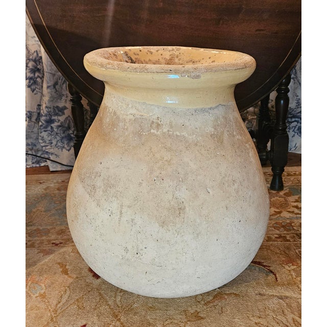 Yellow 19th Century Glazed Antique French Confit Pot, Vessel , Olive Jar For Sale - Image 8 of 15