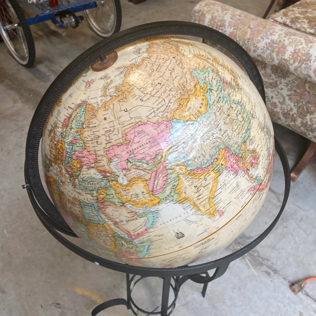 Mid-Century Modern Mid-Century Modern Metal Globe on Stand For Sale - Image 3 of 7